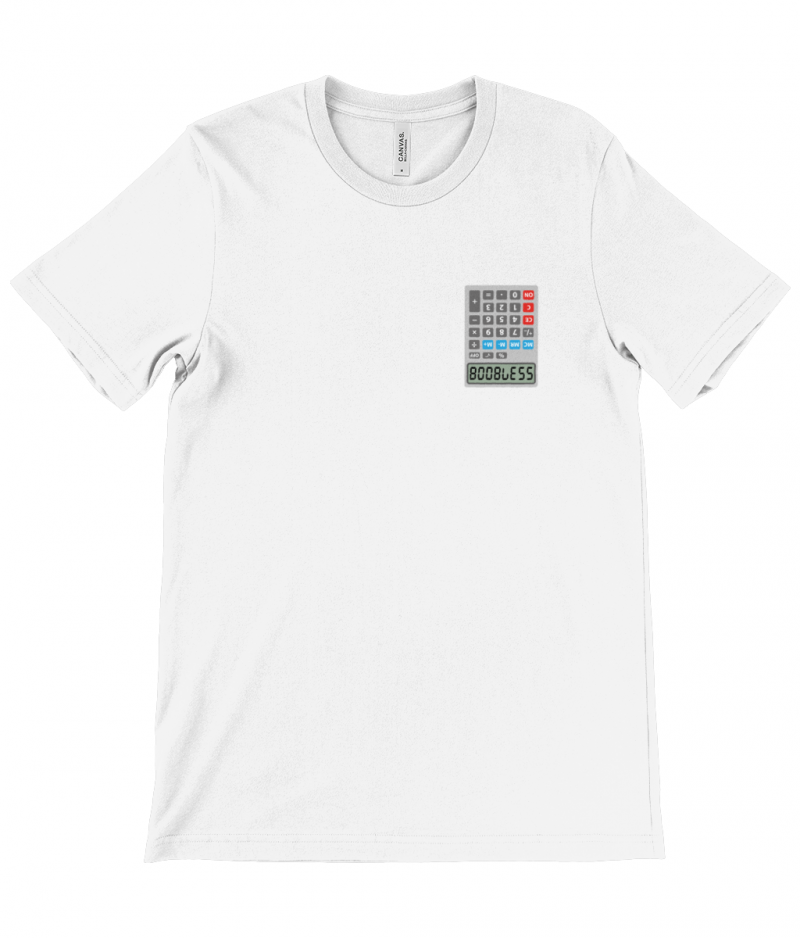 BOOBLESS POCKET CALCULATOR - Canvas Unisex Crew Neck T-Shirt