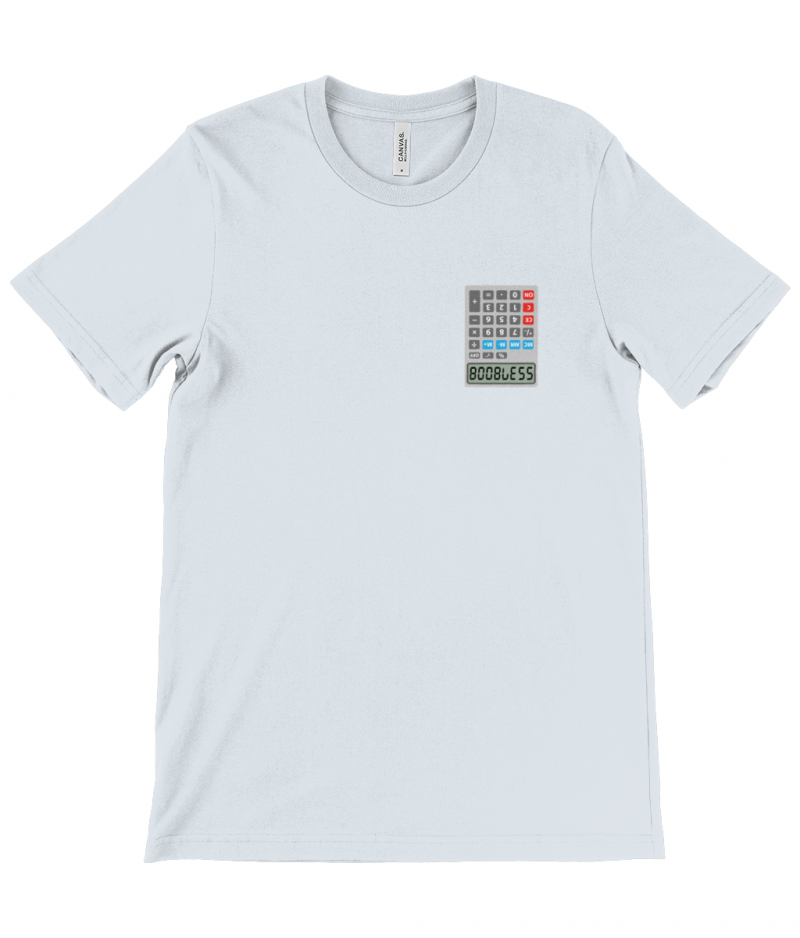 BOOBLESS POCKET CALCULATOR - Canvas Unisex Crew Neck T-Shirt - Image 2