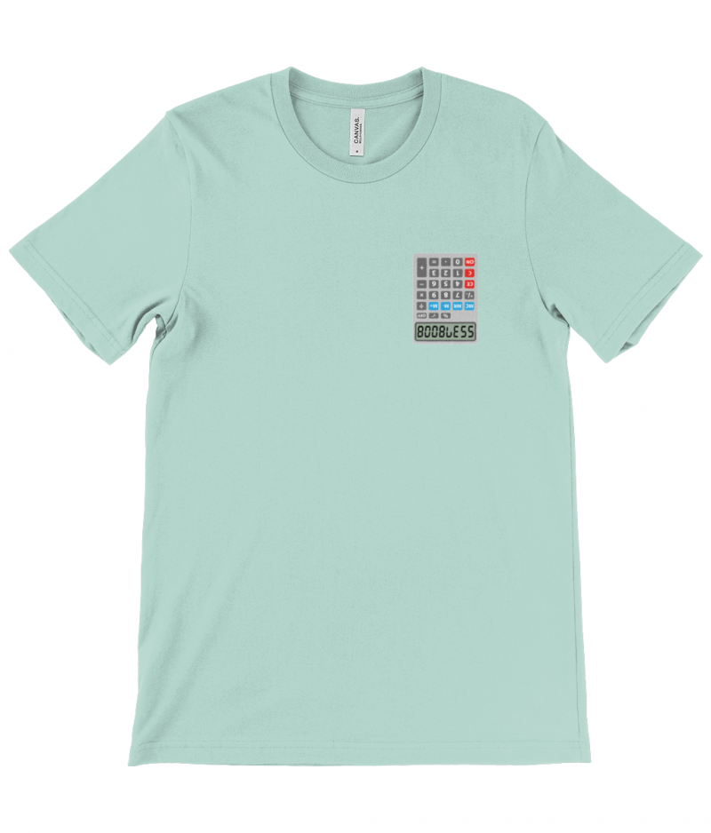 BOOBLESS POCKET CALCULATOR - Canvas Unisex Crew Neck T-Shirt - Image 4