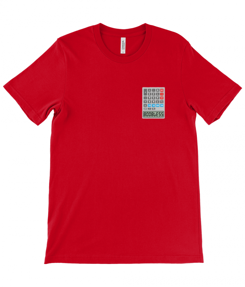 BOOBLESS POCKET CALCULATOR - Canvas Unisex Crew Neck T-Shirt - Image 5