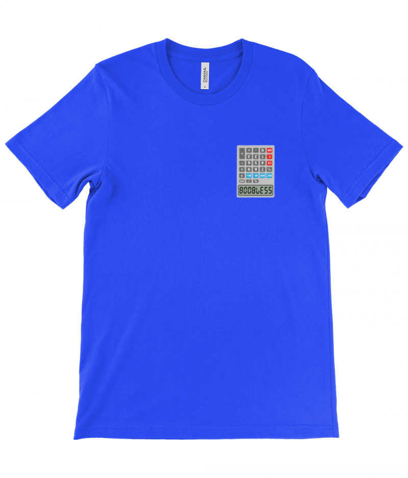 BOOBLESS POCKET CALCULATOR - Canvas Unisex Crew Neck T-Shirt - Image 6