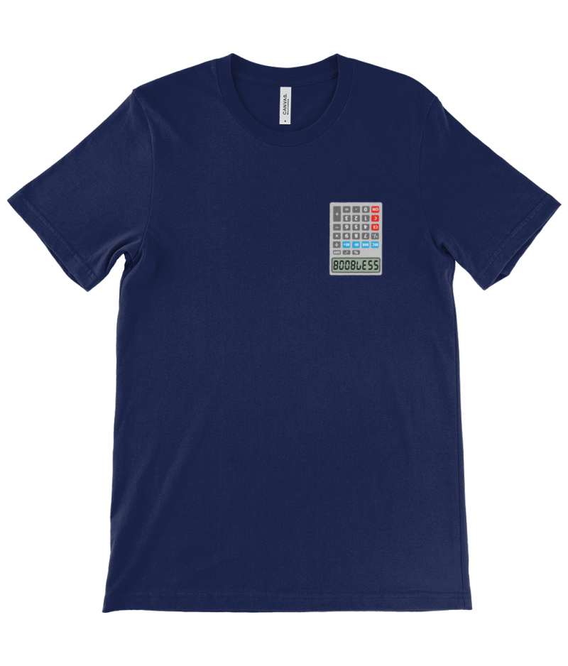 BOOBLESS POCKET CALCULATOR - Canvas Unisex Crew Neck T-Shirt - Image 7
