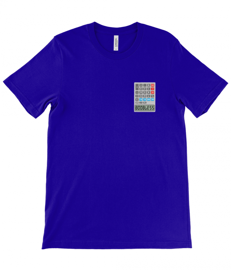 BOOBLESS POCKET CALCULATOR - Canvas Unisex Crew Neck T-Shirt - Image 8