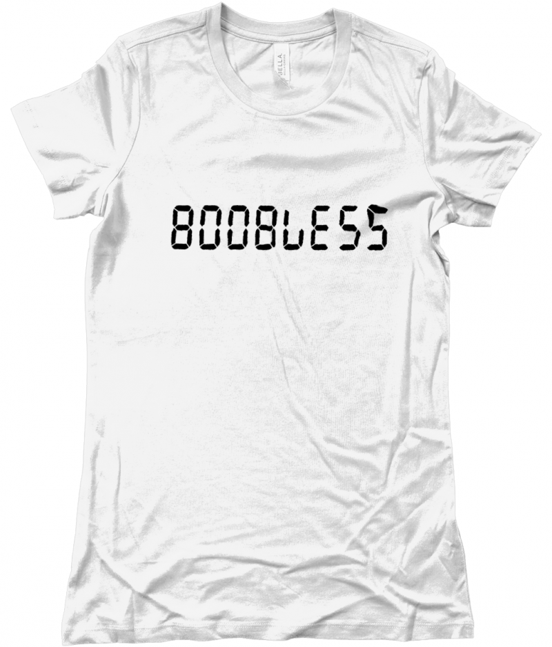 BOOBLESS BLACK TEXT - Bella The Favourite T-Shirt