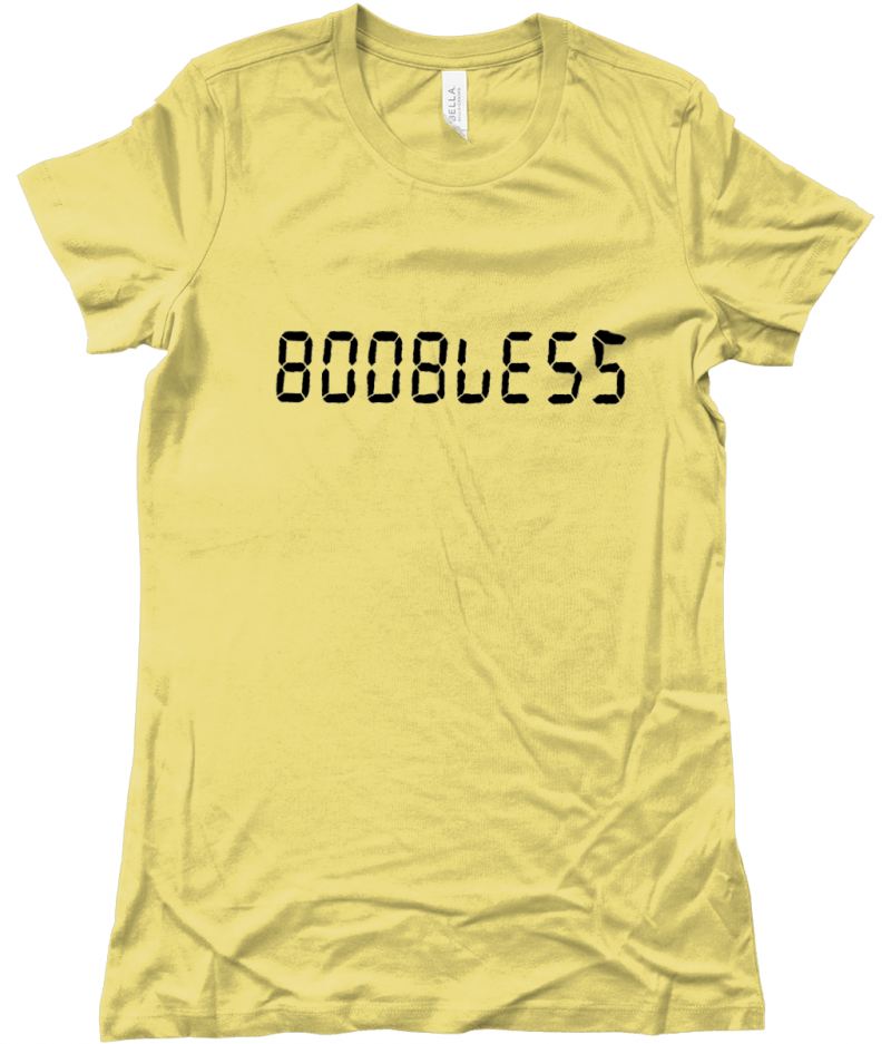 BOOBLESS BLACK TEXT - Bella The Favourite T-Shirt - Image 2