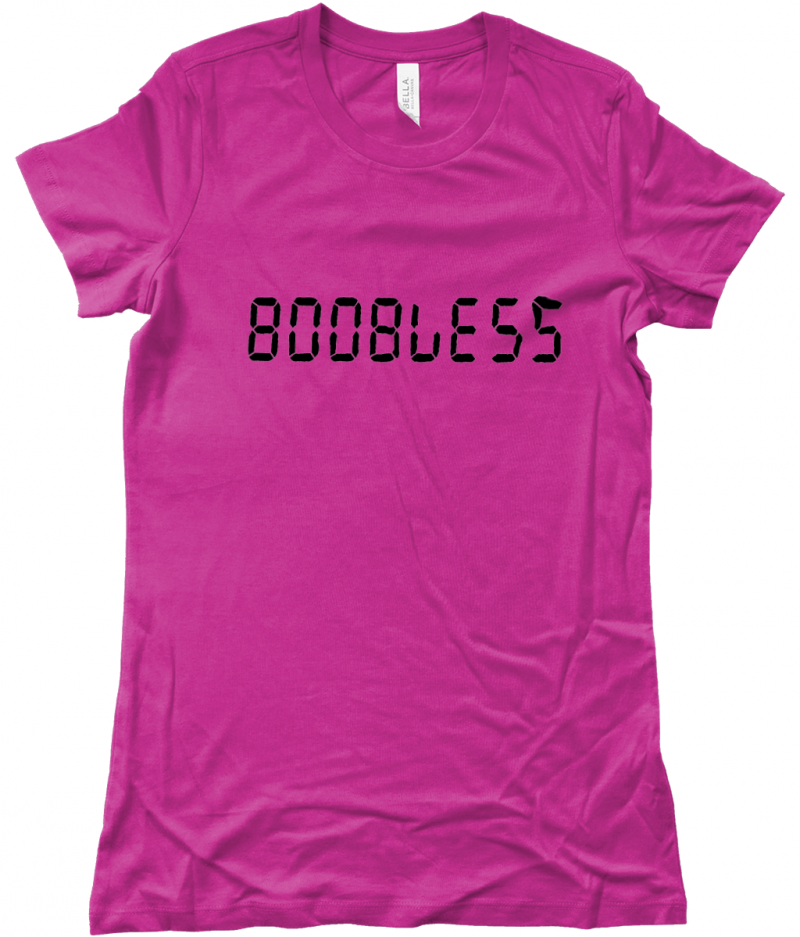 BOOBLESS BLACK TEXT - Bella The Favourite T-Shirt - Image 3