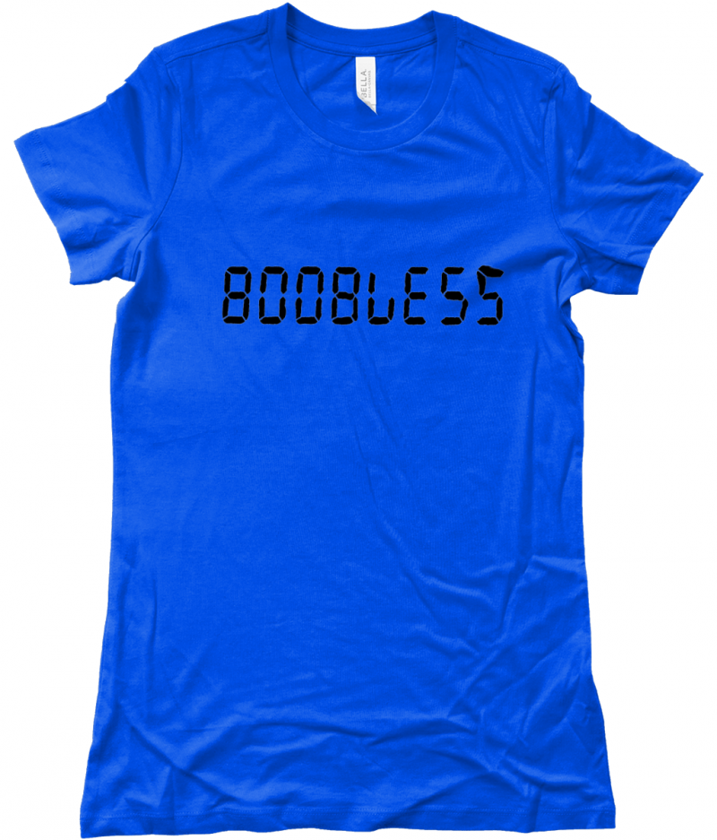 BOOBLESS BLACK TEXT - Bella The Favourite T-Shirt - Image 4
